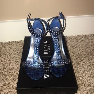WHBM Blue wedges with silver studs